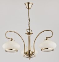 Pendelleuchte 3-flammig Glas Weiß Gold E27 L:61,5 cm