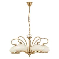 H&auml;ngelampe 5-flammig Glas Wei&szlig; Gold E27 L:61,5 cm