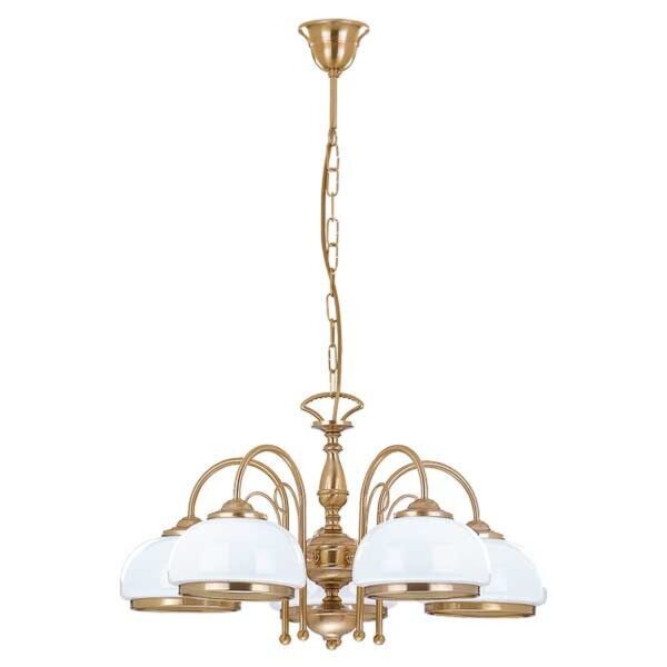 Hängelampe 5-flammig Glas Weiß Gold E27 62 cm blendarm