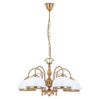 H&auml;ngelampe 5-flammig Glas Wei&szlig; Gold E27 62 cm blendarm
