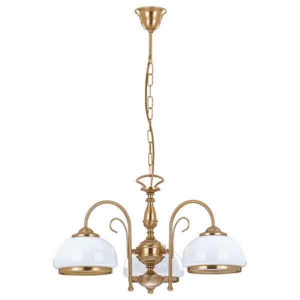 Pendelleuchte 3-flammig Glas Weiß Gold E27 L:62 cm
