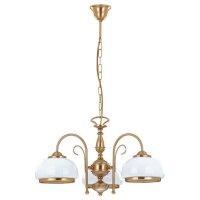 Pendelleuchte 3-flammig Glas Wei&szlig; Gold E27 L:62 cm