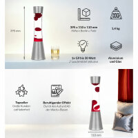 Lavalampe Rot Silber 39,5 cm hoch G9 Retro Design