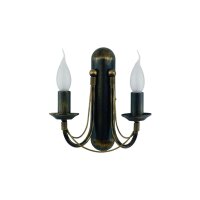 Wandleuchte Schwarz-Gold Kerzen E14 H:25 cm Rustikal