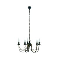 Kronleuchter Rustikal Schwarz-Gold Kerzen E14 B:50 cm