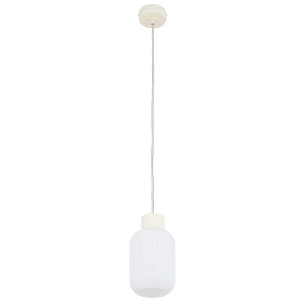 Pendelleuchte Beige Glas Keramik E27 Ø14 cm rund Modern