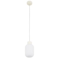 Pendelleuchte Beige Glas Keramik E27 &Oslash;14 cm rund Modern