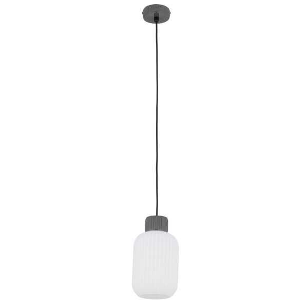 Pendelleuchte blendarm Grau Glas Keramik E27 Ø14 cm