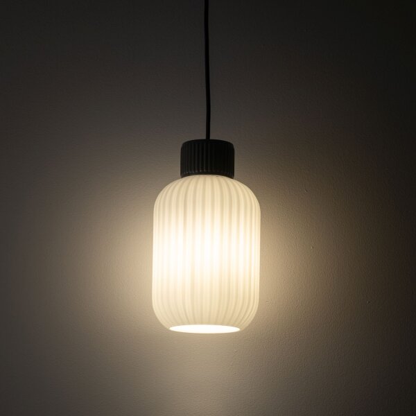 Pendelleuchte blendarm Grau Glas Keramik E27 Ø14 cm