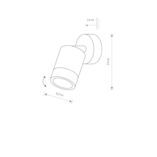 Wandleuchte verstellbar Aluminium Graphit GU10 H:14 cm
