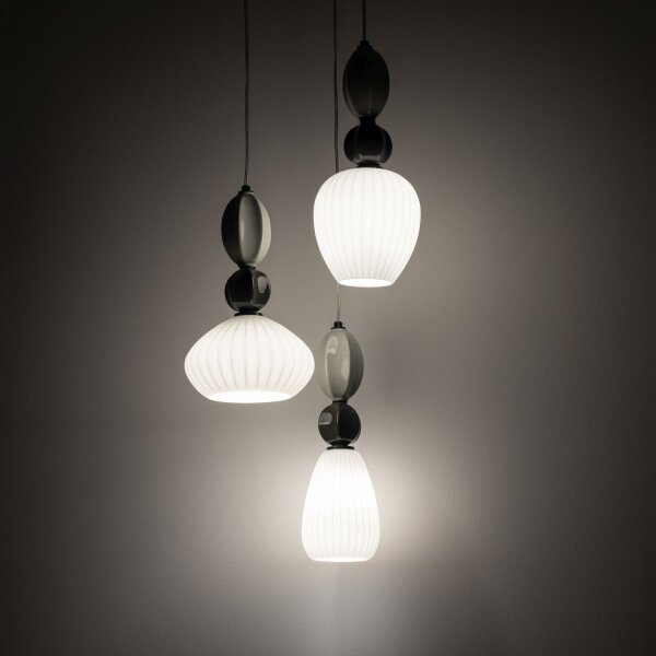 Pendelleuchte blendarm Keramik Glas Schwarz E14 Ø39 cm