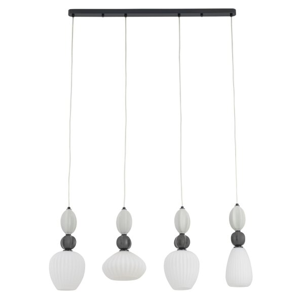 Pendelleuchte Keramik Glas Schwarz 4-flammig E14 95 cm