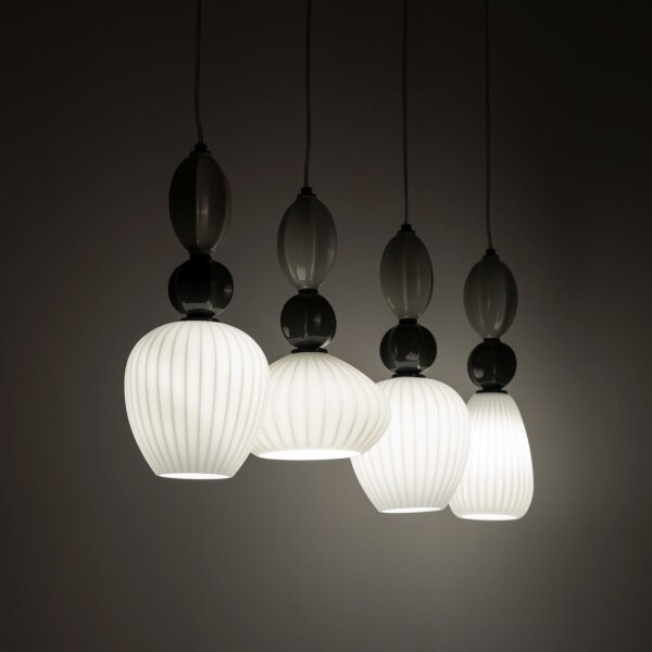 Pendelleuchte Keramik Glas Schwarz 4-flammig E14 95 cm