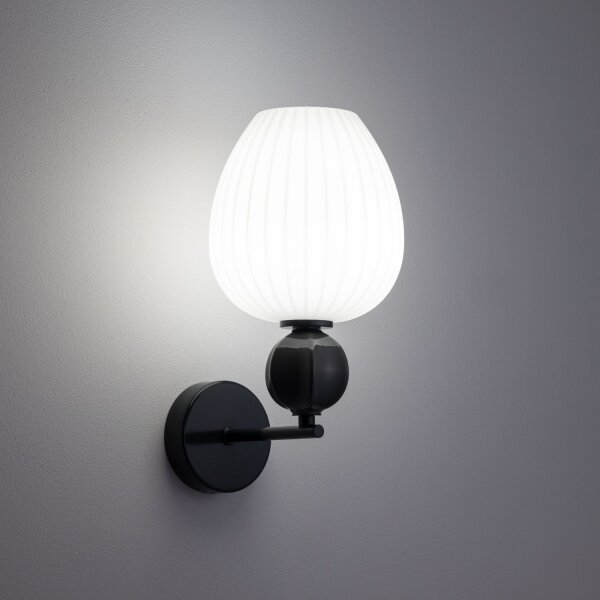 Wandleuchte blendarm Schwarz Keramik Glas E14 B:17 cm