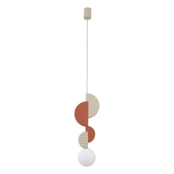 Pendelleuchte Beige Terrakotta Glas Kugel G9 L:18 cm