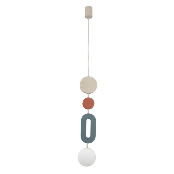 Pendelleuchte Beige Blau Terrakotta Glas G9 L:12 cm