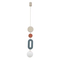 Pendelleuchte Beige Blau Terrakotta Glas G9 L:12 cm