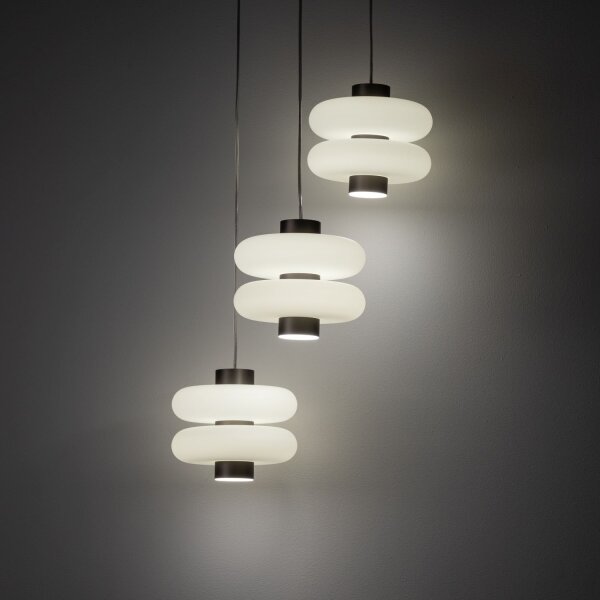 LED Pendelleuchte Graphit Glas Edelstahl 3000K L:36 cm