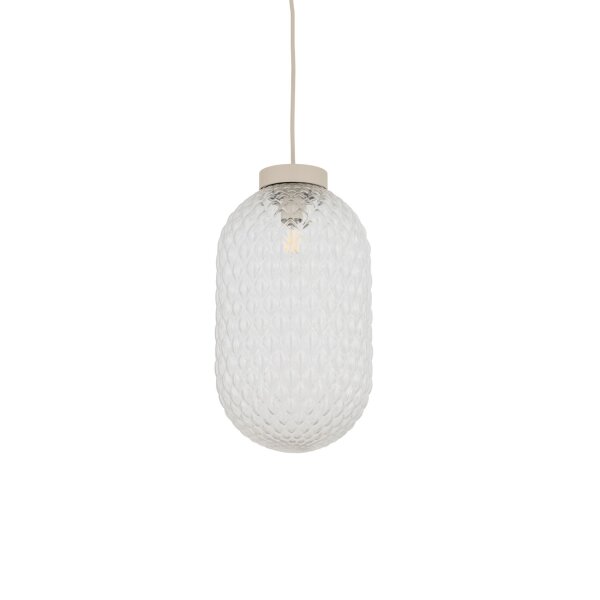 Pendelleuchte Beige Glas Stahl Modern E14 L:20 cm rund