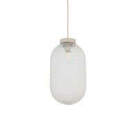 Pendelleuchte Beige Glas Stahl Modern E14 L:20 cm rund