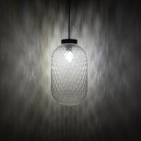 Pendelleuchte Beige Glas Stahl Modern E14 L:20 cm rund