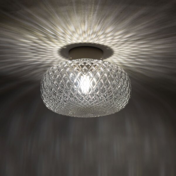 Deckenleuchte Beige Glasschirm Stahl E14 L:31 cm Modern