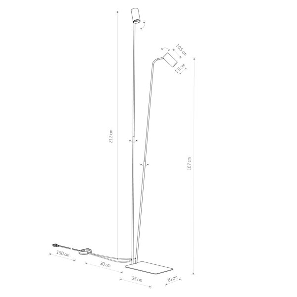 Stehleuchte schwenkbar Salbei XXL GU10 H:216 cm Stahl