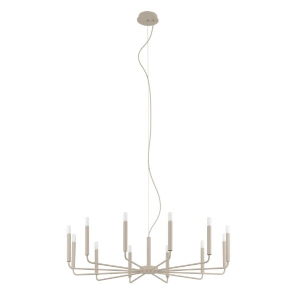 Kronleuchter Beige Stahl E14 L:103 cm 12-flammig Modern