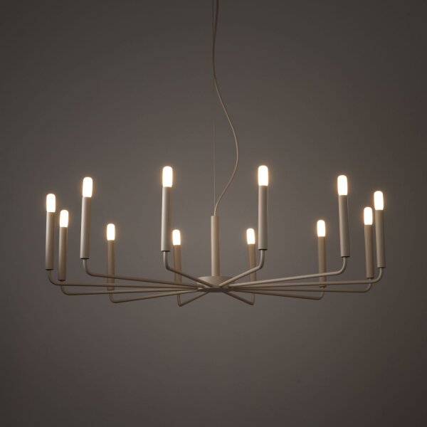 Kronleuchter Beige Stahl E14 L:103 cm 12-flammig Modern