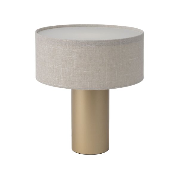Tischleuchte Gold Creme Stoff Stahl E27 H:40 cm Modern