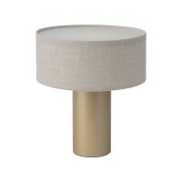Tischleuchte Gold Creme Stoff Stahl E27 H:40 cm Modern