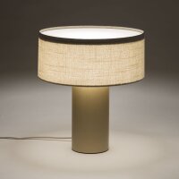 Tischleuchte Gold Creme Stoff Stahl E27 H:40 cm Modern