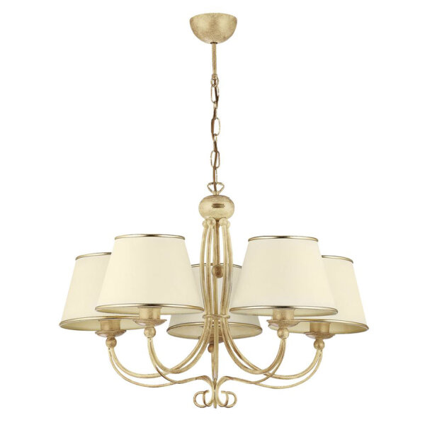 Kronleuchter in Shabby Gold Weiß BERTHA Esstisch