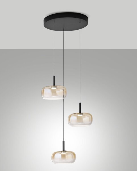 LED Pendelleuchte Glas 2700/3000/4000K Schwarz L:45 cm
