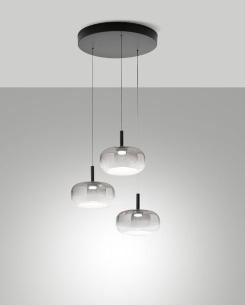 LED Hängelampe Schwarz Rauchglas 2700/3000/4000K