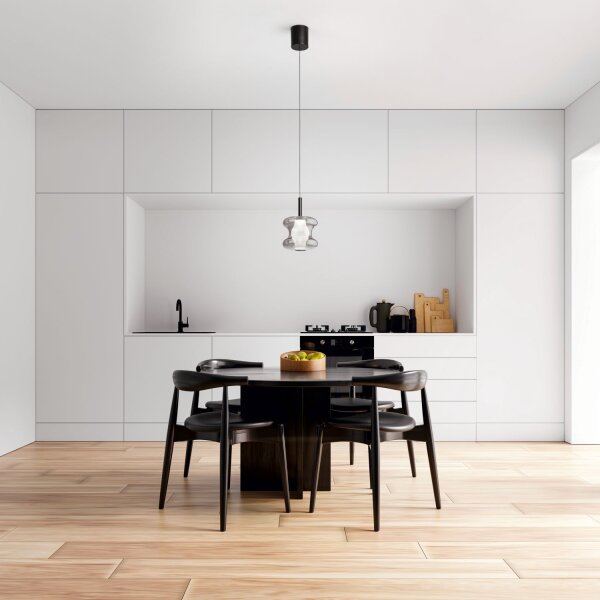 LED HÃ¤ngelampe Glas 2700/3000/4000K Schwarz Ã˜18 cm rund