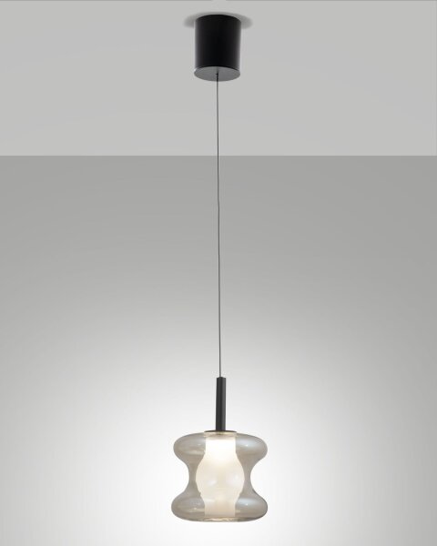 LED HÃ¤ngelampe Glas 2700/3000/4000K Schwarz Ã˜18 cm rund