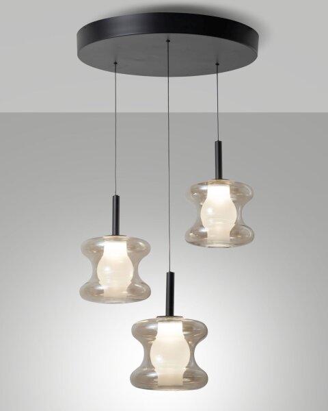 LED HÃ¤ngelampe Glas 2700/3000/4000K Schwarz L:45 cm