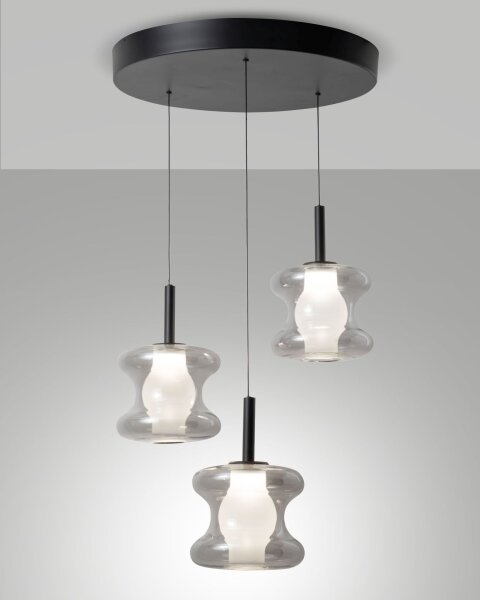 LED Pendelleuchte 2700/3000/4000K Rauchglas Schwarz
