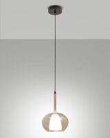 Pendelleuchte Bernstein E27 Glas rund Ø22 cm Schwarz