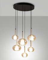 Pendelleuchte Bernstein E27 E14 Glas blendarm Schwarz