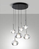 Hängelampe Rauchglas E27 E14 Schwarz L:53 cm dekorativ