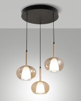 Pendelleuchte Bernstein E27 Glas Schwarz L:45 cm