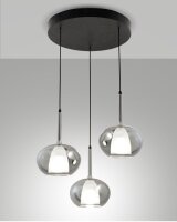 H&auml;ngelampe Rauchglas E27 Schwarz L:45 cm dekorativ