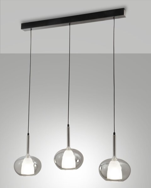 Hängelampe Rauchglas E27 Schwarz L:87 cm dekorativ