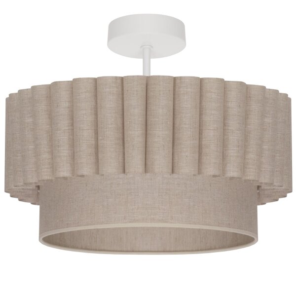 Deckenleuchte Stoff Grau-Beige Weiß rund Ø45,5 cm E27