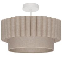 Deckenleuchte Stoff Grau-Beige Wei&szlig; rund &Oslash;45,5 cm E27