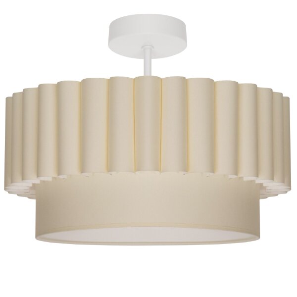 Deckenlampe Stoffschirm Ecru Weiß Ø45,5 cm E27 blendarm