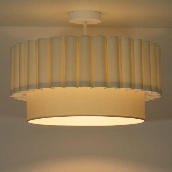 Deckenlampe Stoffschirm Ecru Weiß Ø45,5 cm E27 blendarm