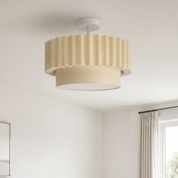 Deckenlampe Stoffschirm Ecru Weiß Ø45,5 cm E27 blendarm